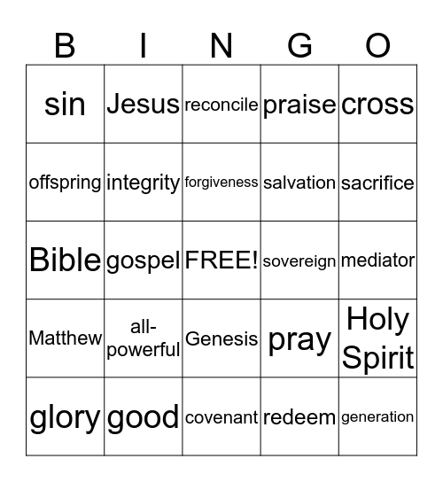 Bible Review Bingo Card