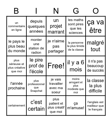 Ma vie d'internaute Bingo Card