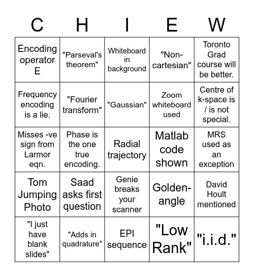 Mark's Recon Bingo! Bingo Card