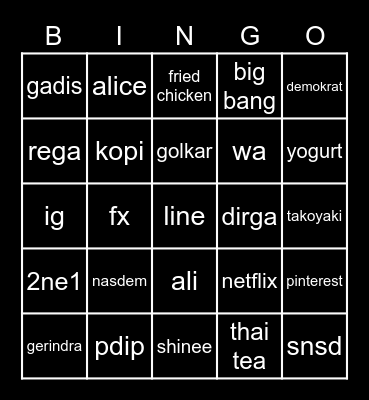 alisandro Bingo Card