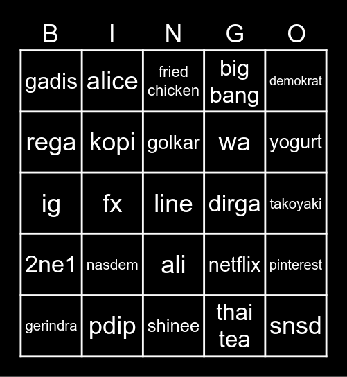 alisandro Bingo Card