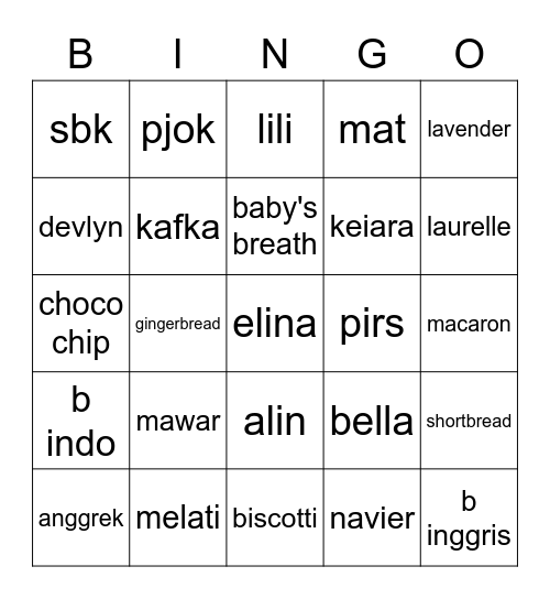 kaia Bingo Card