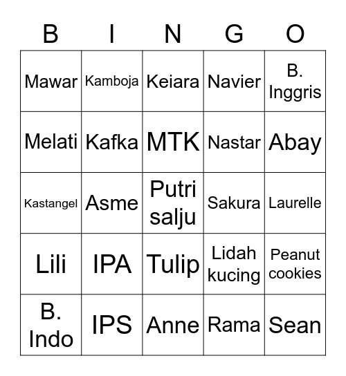 Eskelio Bingo Card