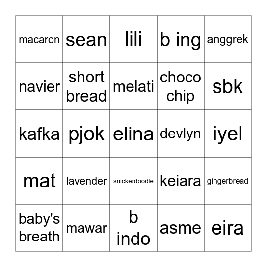 kaia Bingo Card