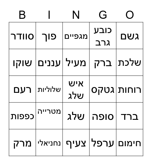 חורף Bingo Card