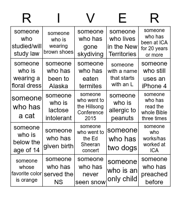 Find That Someone! Bingo Card