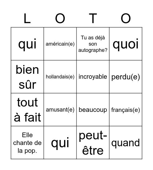 2mh chapitre 3 Bingo Card