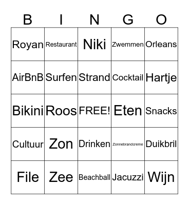 Niki Roos Bingp Bingo Card