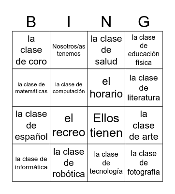 Las Clases Bingo Card