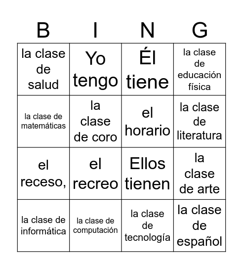 Las Clases Bingo Card