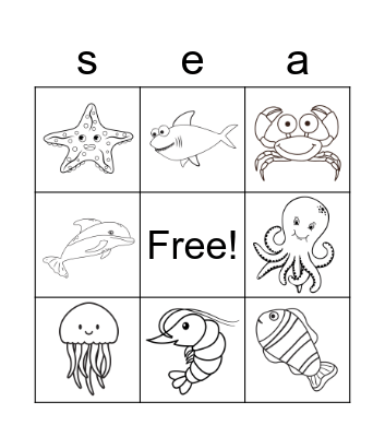 Sea animals Bingo Card