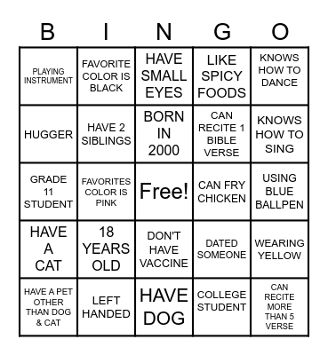 BINGO Card