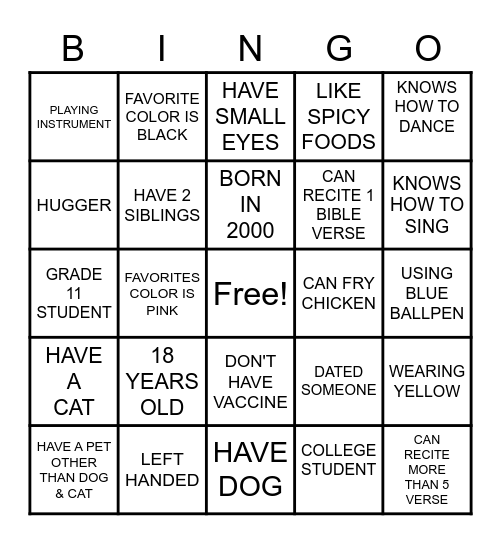 BINGO Card