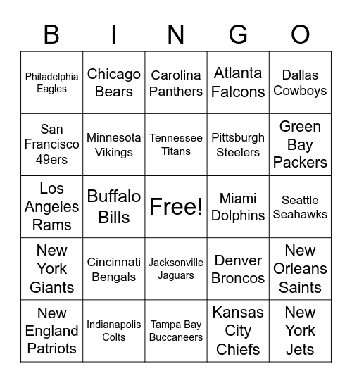 Super Bowl LVI Bingo Card