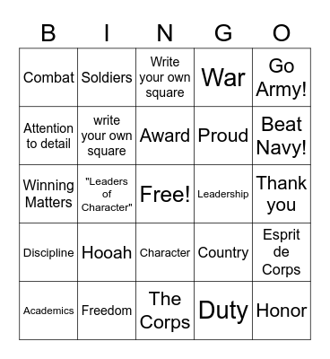 Nininger Dinner Bingo Card