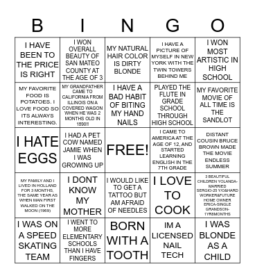 TEAM BUILDING FUN FACTS Bingo Card