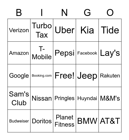 Commercial Bingo Card