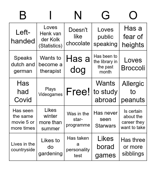 WFJO Tutorial 1 Bingo Card