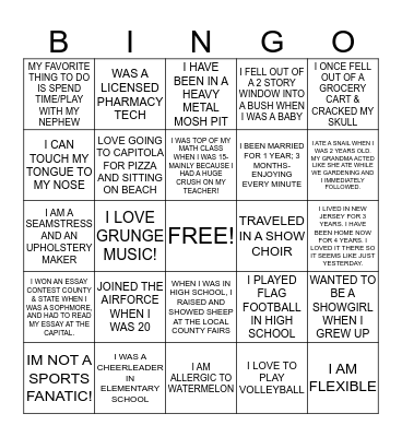 TEAM BUILDING FUN FACTS Bingo Card