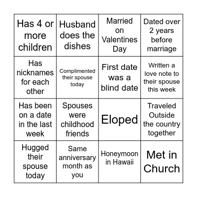 Couples for Chuckles Bingo!! Bingo Card