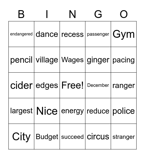 Soft C & Soft G Bingo Card