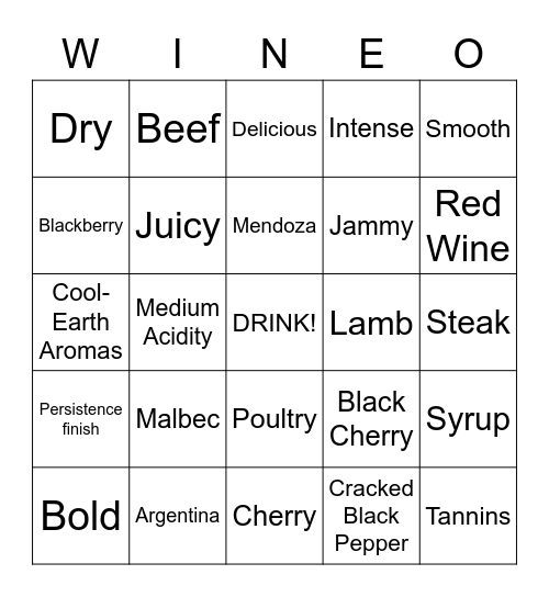 Abrasado Malbec Bingo Card