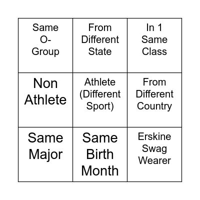 FYE Bingo Card