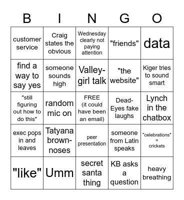 Meeting Bingo Card