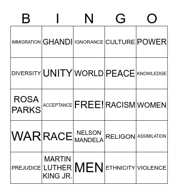 Culture & Diversity Bingo Card