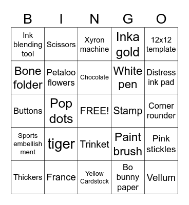 Reverse Bingo Card