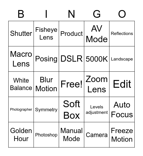 photo bingo Card