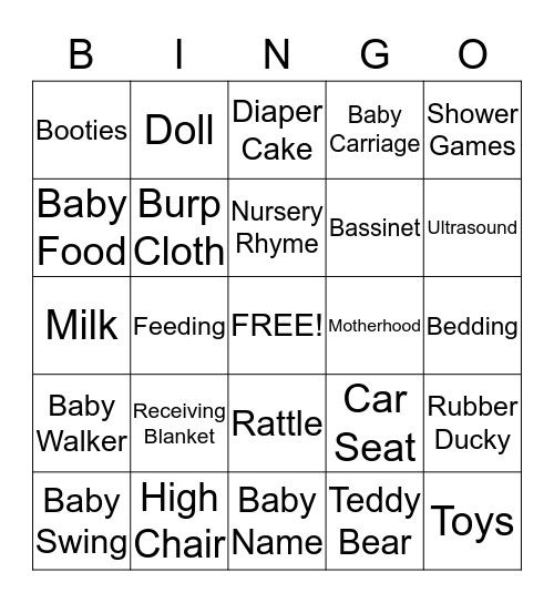 Lisa's Baby Shower Bingo January 13, 2013 Bingo Card