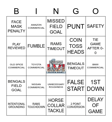 SUPER BOWL 2022 Bingo Card