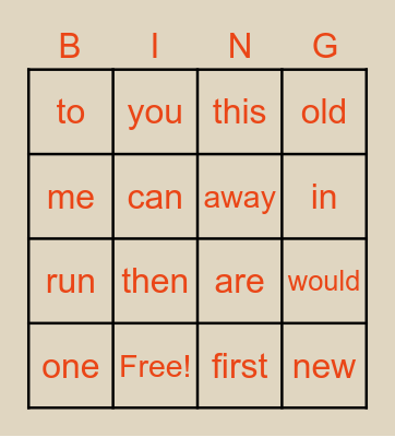 4th Grade Bingo Card