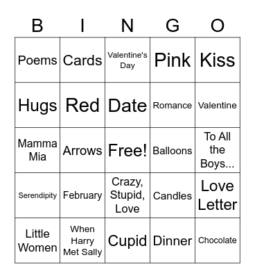 Lot'SAA Love Bingo Card
