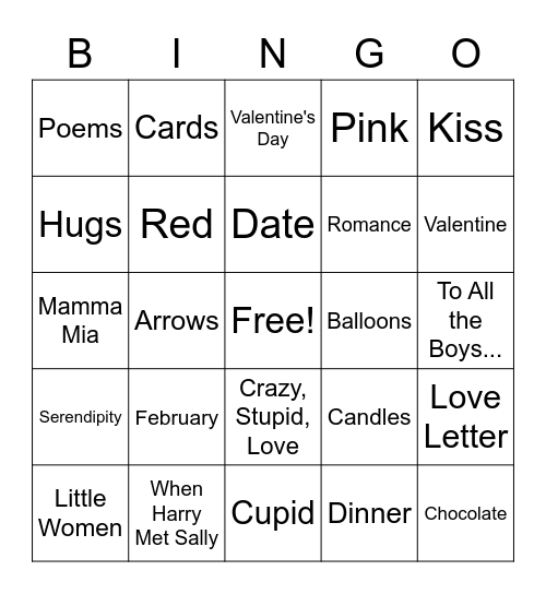 Lot'SAA Love Bingo Card