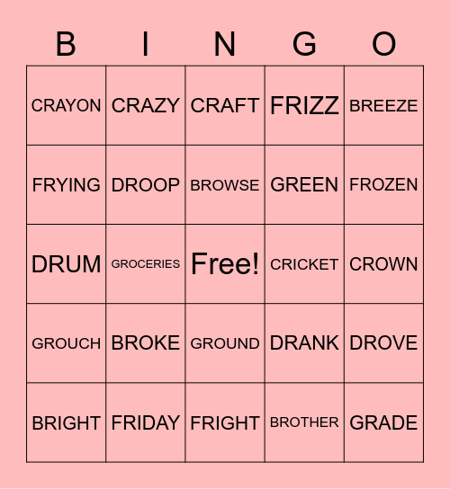 R-Blend Bingo Card