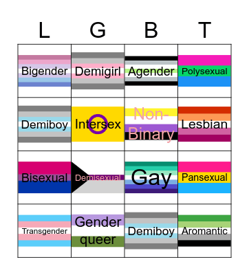 PRIDE BINGO Card