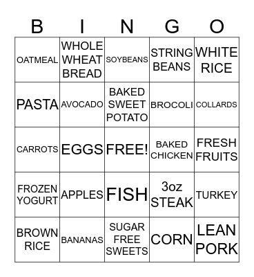 DIABETIC BINGO Card