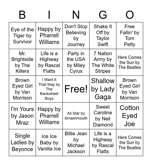 Classics Bingo Card