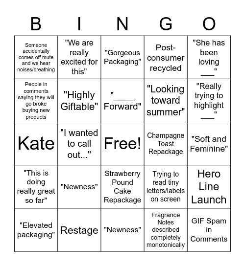 Roadshow Bingo Card