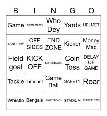 Super Bowl! Bingo Card