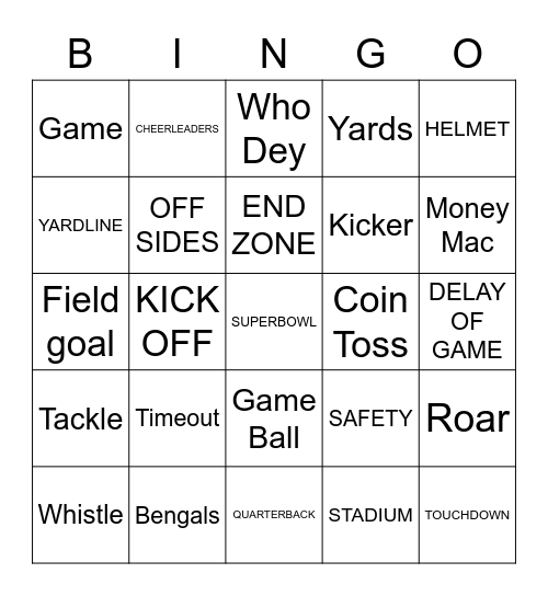 Super Bowl! Bingo Card