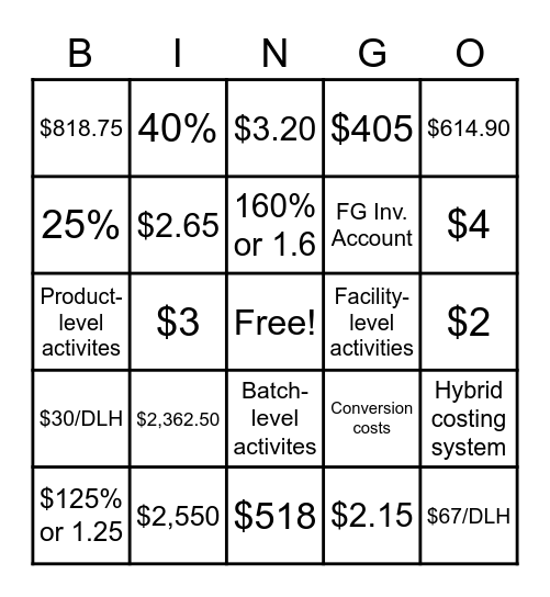 Accounting Bingo! Bingo Card