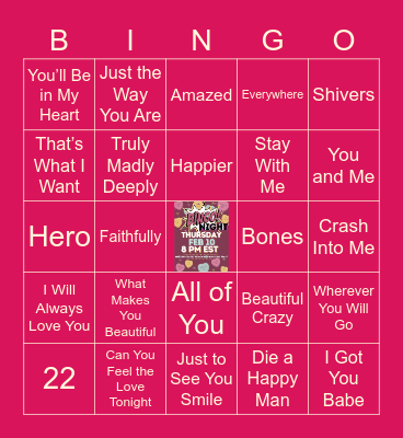 Love Song Bingo Card