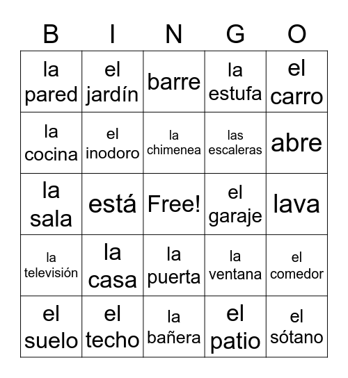 Mi Casa Bingo Card