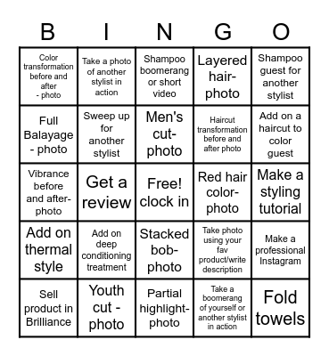 Hair Bingo Card