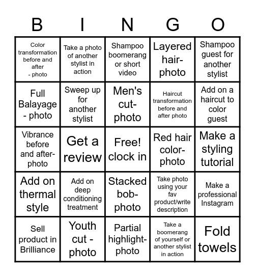 Hair Bingo Card