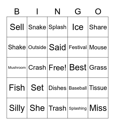 S & SH Bingo Card