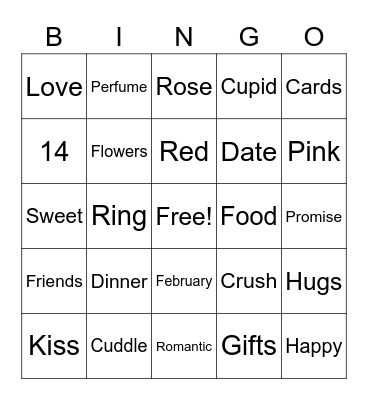 Valentine's Day Bingo Card